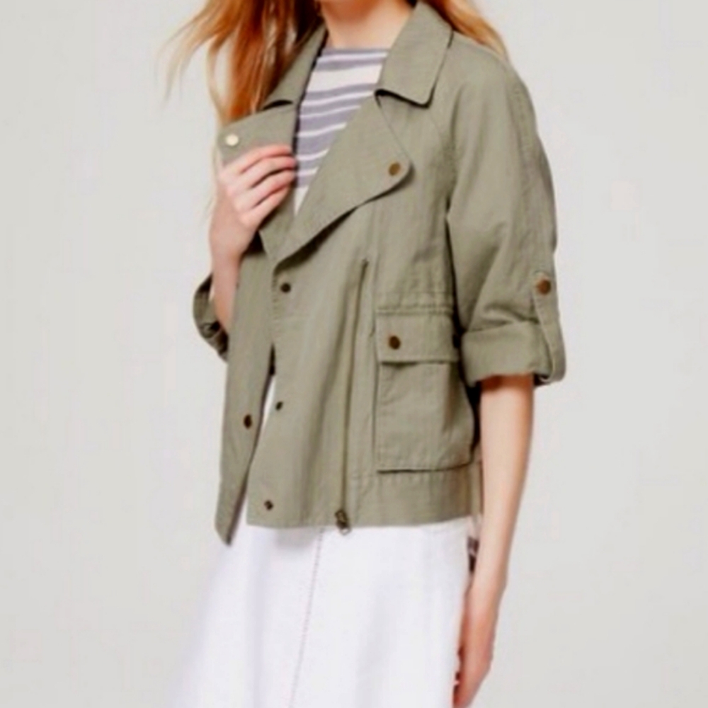 Loft Cargo Utility green jacket women's size small petites
